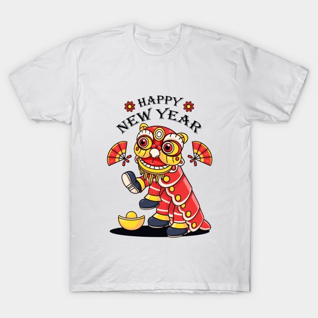 Chinese New Year, cute dragon lion dance T-Shirt by Vyndesign